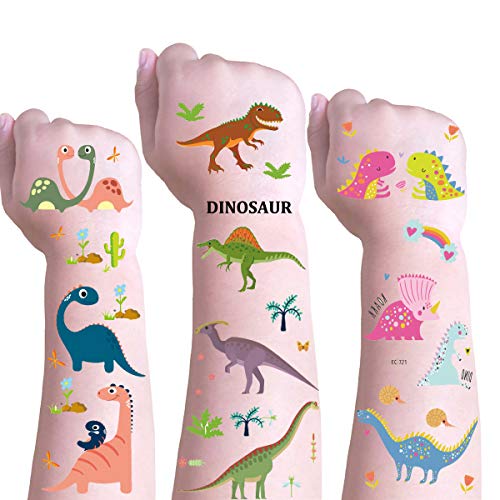 DmHirmg Dinosaur Temporary Tattoos for Kids Boys Girls，Kids Dinosaur Tattoos Sets, Waterproof Fake Tattoo Stickers, Kids Birthday Party Favors Supplies (109PCS)