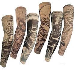 Pinkiou Arm Sleeves Temporary Tattoo Outdoor Sun Protective Cover Body Art Fake Arm Accessories 6 pcs Tattoo Sleeves (L)