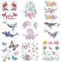 Ooopsi 10 Sheets Luau Floral Temporary Tattoos -Hawaiian/Tropical/Flamingo/Summer Pool Party Decorations Supplies Favors