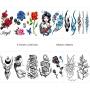 42 Sheets Temporary Tattoos for Men and Women,Fake Tattoo Body Art Sticker