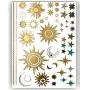 Terra Tattoos Tropische Hawaiianische Metall Tattoos - 75 Gold Silber Temporäre Tattoos: Schildkröten, Delfine, Sterne, Sonne, Mond, Seesterne, Seepferdchen, Korallen, Palmen, Hibiskus, Puka Muscheln & mehr!