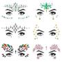 SHINEYES 6 Pcs Music Festival Face Jewels, Rhinestone Rave Face Gems Glitter,Crystal Birthday Party Festival Face Sticker, Eyes Face Body Temporary Tattoos for Festival Party