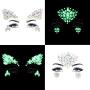 Noctilucent Face Gems Luminous Temporary Tattoo Stickers Acrylic Crystal Glitter Stickers Waterproof Face Jewels Rainbow Tears Rhinestone for Party, Rave Festival, Dress-up of ZLXIN(8 Pcs A Set)