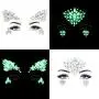 Étoiles Noctilucentes Temporaires Adhésives pour Visage, Stickers en Acrylique, Cristaux, Glitter, Rubans de larmes arc-en-ciel, Rhinestones – ZLXIN (8 Pièces)