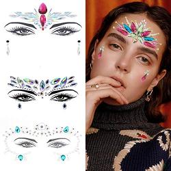 6 Set Face Gems, Rhinestone Mermaid Face Jewels Stickers Face Glitter Eyes Face Body Temporary Tattoos, Crystal Tears Face Stickers Decorations Fit for Masquerade Festival Party Show