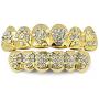 TOPGRILLZ 18K Plated Gold Grills Teeth Grillz for Men Women Iced Out Hip Hop Poker Diamond Top & Bottom Face Grills for Teeth Rapper Costume Cosplay