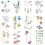 12 Stück/Menge Blume Temporäre Tattoosticker für Damen und Herren, Fake Tattoo Körperkunst, wasserdichte Handtattoos, 9,8 x 6 cm (FW12-04)