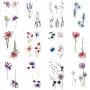 Étiquettes temporaires à l'effusion de fleurs 12 pièces/lot pour femmes et hommes, faux tatouages, étiquettes corporelles temporaires, étiquettes à l'effusion pour adultes, étiquettes à l'effusion pour les mains, étiquettes à l'effusion imperméables, 9,8 