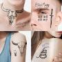 Face Tattoo,Halloween Temporary Tattoos Sticker, Halloween Costume Accessories,Parties Tattoos,5 Sheets Face Neck Hands Arm Tattoos Sticker.