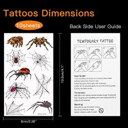 Konsait 86PCS Halloween Tattoos Spider Tattoos, Spider Web Spider Net Tattoos, Halloween Face Shoulder Arm Tattoo Stickers for Women Men Kids Boys Halloween Cosplay Accessories