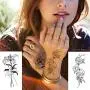 15 Sheets Petal 3D Black Flower Rose Temporary Tattoos for Women Waterproof Fake Body Art Tattoo Stickers For Girls 15 Sheets Petal 3D Black Flower Rose Temporary Tattoos for Women Waterproof Fake Body Art Tattoo Stickers For Girls