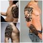 Yazhiji 32 Blatt Temporäre Tattoos, 8 Blatt Fake Körper Arm Brust Schulter Tattoos für Männer Frauen mit 24 Blatt Kleine Schwarze Temporäre Tattoos
