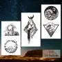 22 Sheets Mountain Temporary Tattoos Stickers, Including Fake Tattoos Waterproof Fake Black Geometry Sun Star Moon Tree Triangle Sea Wave Tattoos, Semi Permanent Tattoos for Adult and Kids