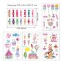 Konsait 176PCS Kids Temporary Tattoo, Fake Waterproof Tattoo Stickers For Children Girls Candy Lollipop Ice Cream Sweet Tattoos for Birthday Summer Beach Childrens Day Gift Party Favors Supplies