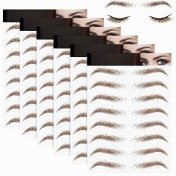 6 Sheets 3D Hair-Like Authentic Eyebrows Eyebrow Transfer Stickers Waterproof Eyebrow Tattoo Stickers Eyebrow Grooming Shaping Makeup Accessories, 60 Pairs (Medium Arch Eyebrow)