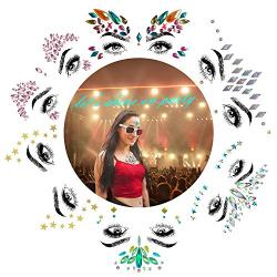 SHINEYES 6 Pcs Music Festival Face Jewels, Rhinestone Rave Face Gems Glitter,Crystal Birthday Party Festival Face Sticker, Eyes Face Body Temporary Tattoos for Festival Party