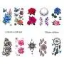 Flowers Temporary Tattoos Stickers, Roses, Butterflies and Multi-Colored Mixed Style Body Art Temporary Tattoos for Women, Girls or Kids