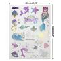 Ooopsi Mermaid Party Supplies Temporary Tattoos for Kids - 7 Large Sheet, 100+ Glitter Styles, Mermaid Party Favors and Birthday Decorations for Children Girls