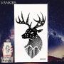 12 Pieces/Lot Black Elk Horn Little Waterproof Fake Tattoos Stickers For Men Women Arm Temporary Tatoos Moose Deer Hands Bear Fake Tattoo Paste Supplies 10x6cm