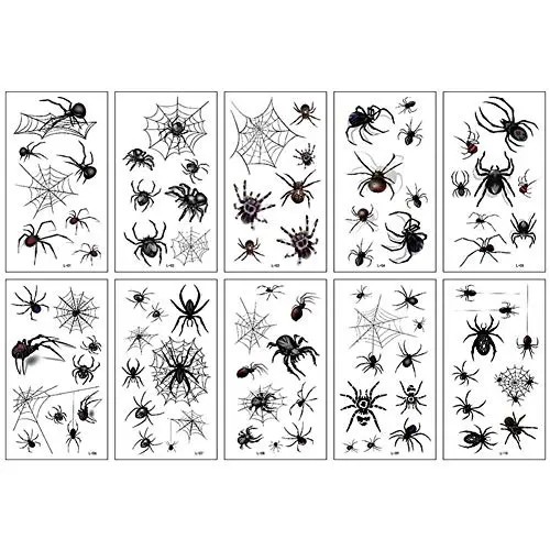 10 Sets Halloween Spider Temporary Tattoos, Wasserdicht, Für Kostümparty, Spinnennetz Aufkleber (10 Sätze Halloween Spinnen Temporäre Tattoos, Wasserdicht, Für Kostümparty, Spinnennetz Aufkleber)