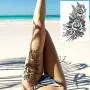 11 Blatt NEZAR Große Wein-Pflaumenblume Rose Vollarm Temporäre Tattoos für Frauen Realistische Schädel Skelett Fake Temporäre Tattoo Ärmel Aufkleber Wasserdicht Körper Make-up Blütenblatt Tatoos Papier Auge