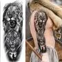 Rejaski 9 Sheets Super Long Full Arm Temporary Tattoo Sleeves For Men Women Realistic Lion Wolf Body Art Chest Shoulder Fake Tatoos Paper Waterproof Large Eagle Dragon Animal Temporary Tattoos Sticker