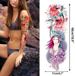 Sleeve Tattoos for Women Teen Girls and Kids,Full Arm Japanese Tattoo Flowers,Waterproof and Long-Lasting Body Art Realistic Tattoo Stickers