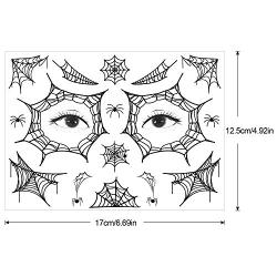 Konsait 12 Halloween Spider Face Tattoos Skull Spider Web Temporary Tattoos - Face Shoulder Arm Back Fake Tattoos Sticker for Women Men Kids Boys Halloween Cosplay Accessories