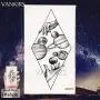 12 Stück/Set COKTAK Fake Wasserdichte Temporäre Stern Tattoosticker Astronaut Illustration Männer Körper Arm Art Frauen Tatoos Planeten Geometrie Universum Berg Kinder Tattoos Schwarze Paste 10x6CM