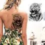 EGMBGM 6 Sheets Tribal Realistic Lion King Temporary Tattoo Stickers For Men Kids Cool Black Ink Tiger Drawing Waterproof Fake Tattoos For Women Body Art Real Large Tatoos Temporary Paper Set Animals
