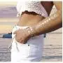 Metallische Temporäre Tattoos für Frauen Mädchen Teenager - 8 Blätter Gold Silber Glitzer Shimmer Designs Schmucktattoos – 100+ Farbflash Fälsche Wasserfeste Tattooaufkleber (Aruba)