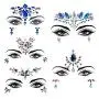 5 Sets Gesichtskristalle, Halloween Kristall Meerjungfrauen Gesichtswürfel Selbstklebende Aufkleber für Augen, Wasserdichte Glitter-Rhinestone-Temporär Tattoos für Halloween Party Festival Make-up
