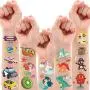 150 Pièces Tatouages Temporaires Étoilés pour Enfants, Stickers de Tatouage Faux Mignons pour Garçons et Filles, Décorations pour Fêtes d'Anniversaire, Cadeaux Favors avec Licorne Dino Sirène Construction Espace - 12 Feuilles