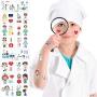 Konsait 200pcs Hospital Theme Temporary Tattoos, Ambulance Doctor Nurse Theme Fake Waterproof Tattoos for Kids Birthday Party Favor Boys Girls Cosplay Accessories School Education Theme Gift Reward