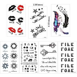 Konsait Temporary Tattoos for Adult Men Women Kids(30 Sheets), Waterproof Temporary Tattoo Fake Tattoos Body Art Sticker Hand Neck Wrist Cover Up Set