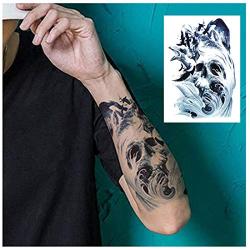 Ooopsiun 10 Sheets Large Arm Temporary Tattoos For Men Adults, Skull Skeleton Fake Arm Tattoo stickers Halloween Day of the Dead