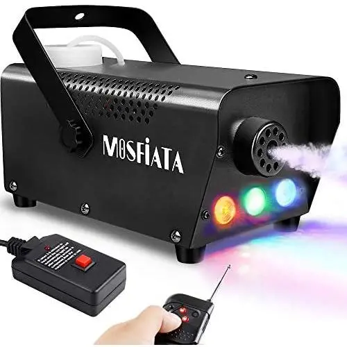 MOSFiATA Fog Machine with Controllable Lights, 500W Professional DJ LED Smoke Machine 3 Color Light with Wireless Remote Control and Wired Control 2000 CFM Huge Fog for Halloween Holidays Parties