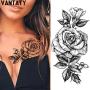 VANTATY 9 Sheets Charm Peony Rose Flower Temporary Tattoos for Women Body Art Blossoms Painting Washable Tattoo Stickers Fake Jewels Bracelet Design Forearm Tatoos for Adults Girls Wrist Arm