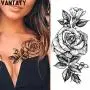 VANTATY 9 Sheets Charm Peony Rose Flower Temporary Tattoos for Women Body Art Blossoms Painting Washable Tattoo Stickers Fake Jewels Bracelet Design Forearm Tatoos for Adults Girls Wrist Arm