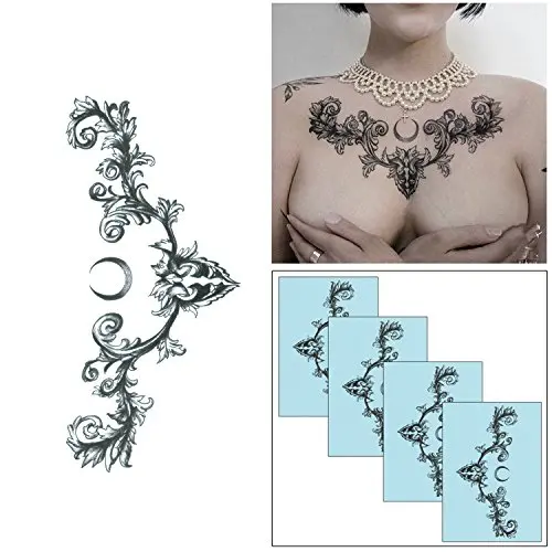Tatouages Temporaires Floraux Sexy pour Femmes - Collection (Lierre Floraux) - 4 Feuilles DaLin Tatouages Temporaires Floraux Sexy pour Femmes - Collection (Lierre Floraux) - 4 Feuilles DaLin