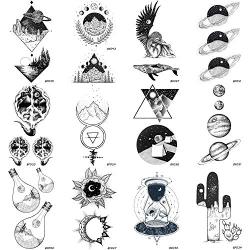 12 Pieces/Lot Creative Planets Star Temporary Tattoo Stickers Paper Men Funny Sun Men Women Tattoo Kids Custom Moon Cosmos Tatoos Supplies 10x6CM