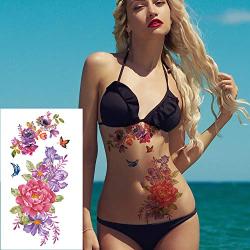 12 Sheets Large Flowers Temporary Tattoos for Women, Waterproof Fake Tattoos Rose Peony Body Art Arm Tattoo Stickers for Women, Girls