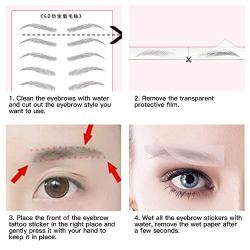 DAGEDA Brown 40 Pairs 4 PC 2D Eyebrow Transfers Stickers, Long Lasting Natural Waterproof Bionic Eyebrow Water Transfer Tattoo Eyebrow Sticker For Woman Man Makeup Tool（#ZX-004）