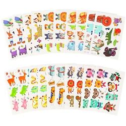 Phogary 200 Pieces 20 Sheets Animals Theme Temporary Tattoos Zoo Patterned Body Art Waterproof Tattoos for Kids