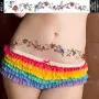 Neue Gürtelschilder mit Bauchbutton-Tätowiersticker, 4 Stück, wasserfeste Tätowiersticker für Frauen Mädchen – Schmetterling Blume Design