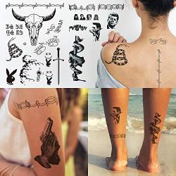 Halloween Post Temporary Tattoos Stickers, 5 Sheet Face Tattoos Set, Neck Hands Arm Tattoos Sticker, Fake Tattoos For Halloween Costume Accessories and Parties