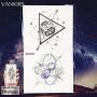 12 Pieces/Lot Fake Waterproof Temporary Star Tattoo Stickers Astronaut Illustration Men Body Arm Art Painting Women Black Tatoos Planets Geometric Universe Space Man Tattoos Paste 10x6cm