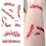 Zhenpony Halloween Temporary Tattoo Stickers, Zombie Makeup Scar, Waterproof and Non-toxic, Realistic Lasting Simulation Bleeding Fake Scar Supplies（84PCS）