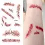 Zhenpony Halloween Temporäre Tattoo Aufkleber, Zombie Make-up Narbe, Wasserfest und Nicht-toxisch, Realistische Lang anhaltende Blutungseffekt Fälsche Narben-Set (84 Stück)