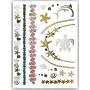Terra Tattoos Tropische Hawaiianische Metall Tattoos - 75 Gold Silber Temporäre Tattoos: Schildkröten, Delfine, Sterne, Sonne, Mond, Seesterne, Seepferdchen, Korallen, Palmen, Hibiskus, Puka Muscheln & mehr!